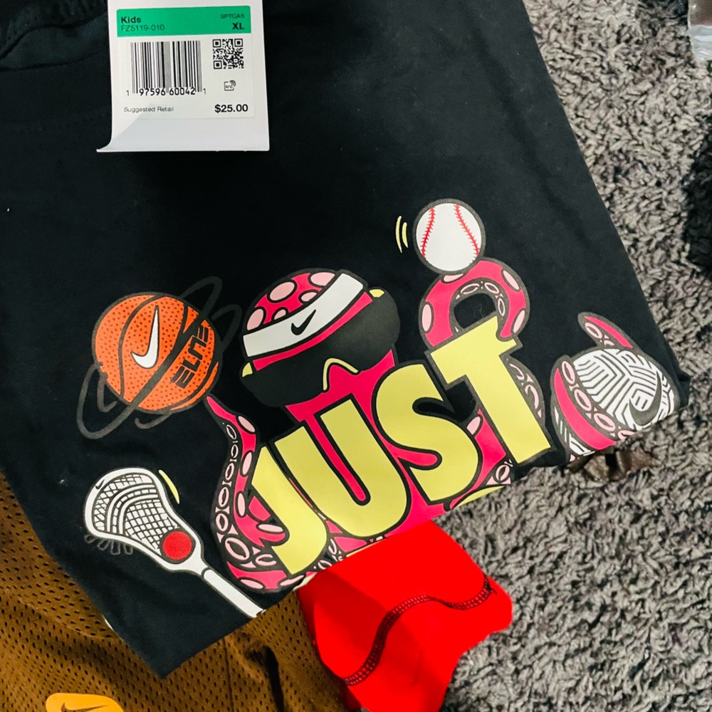 Kids Black Sports Graphic Shorts